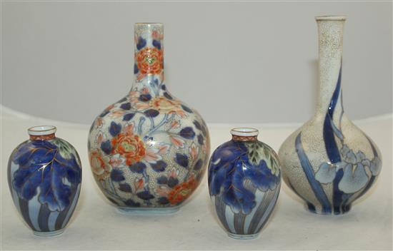 Four Japanese Imari vases by Fukagawa, c.1900-20, 7.4cm - 15cm